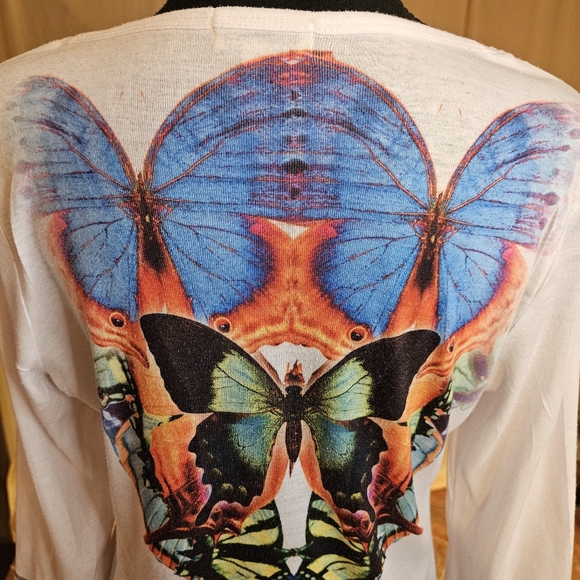 One World Live and Let Live Embellished Butterfly Design Top - Picture 6 of 9